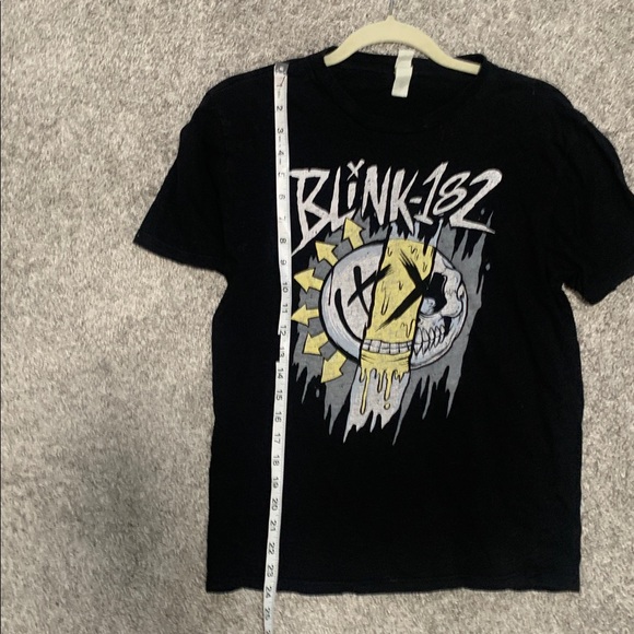 Blink 182 Creepy Face Logo Graphic Black Short Sleeve Band Tee Shirt - Picture 4 of 6